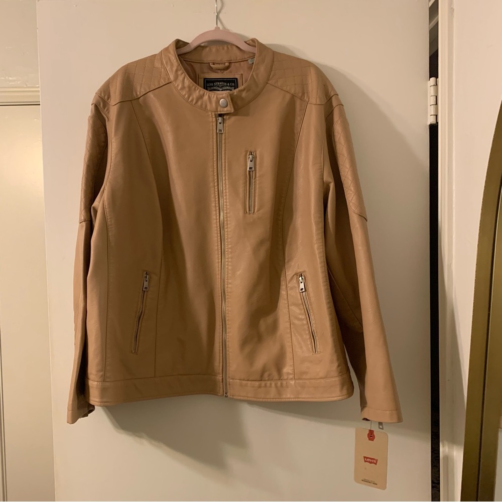 NWT Levi’s Faux Leather Tan Motorcycle Jacket, 4X